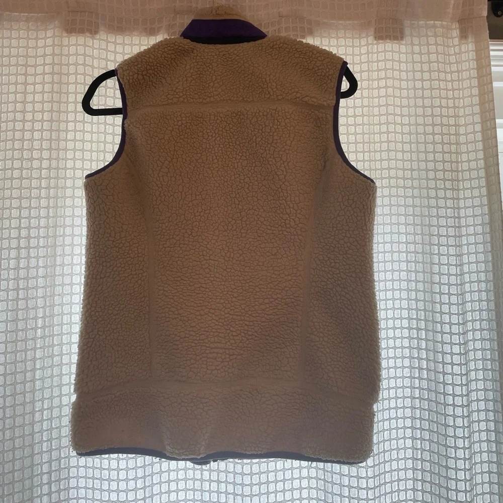 Patagonia Women’s Retro Pile Fleece Vest Tan Purple Size M